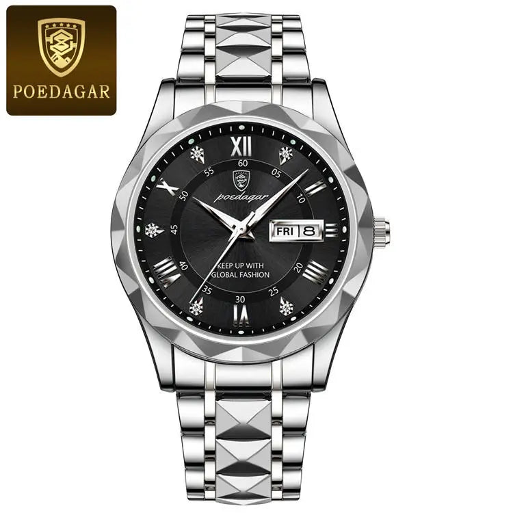 Poedagar 615 Men's Luxury Watch Waterproof, Stainless Steel, Date & Week Display iTrade.si