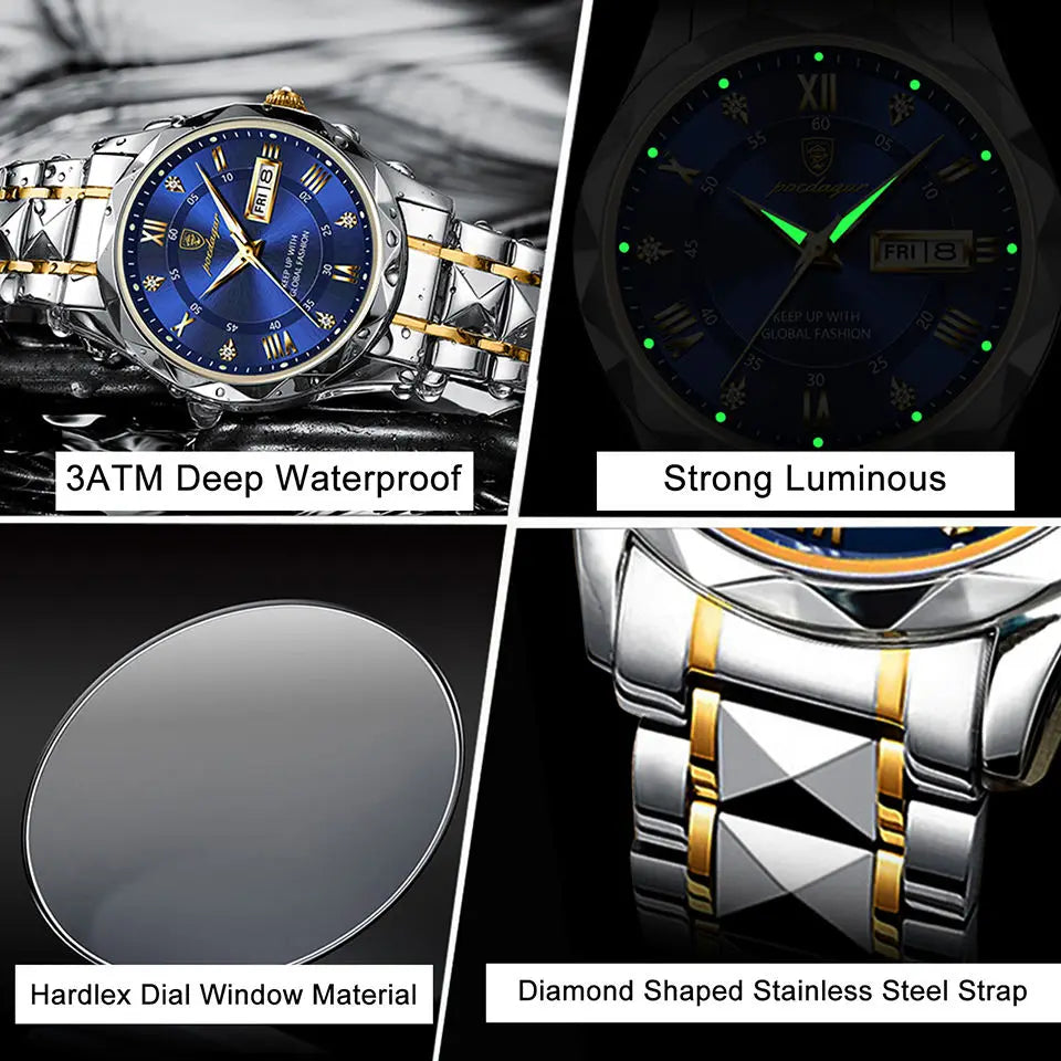 Poedagar 615 Men's Luxury Watch Waterproof, Stainless Steel, Date & Week Display iTrade.si