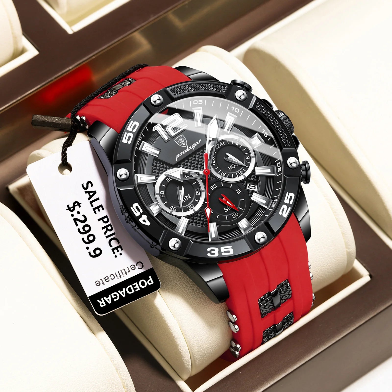 Poedagar 912 Men's Chronograph Watch | Waterproof, Luminous, Silicone Strap iTrade.si