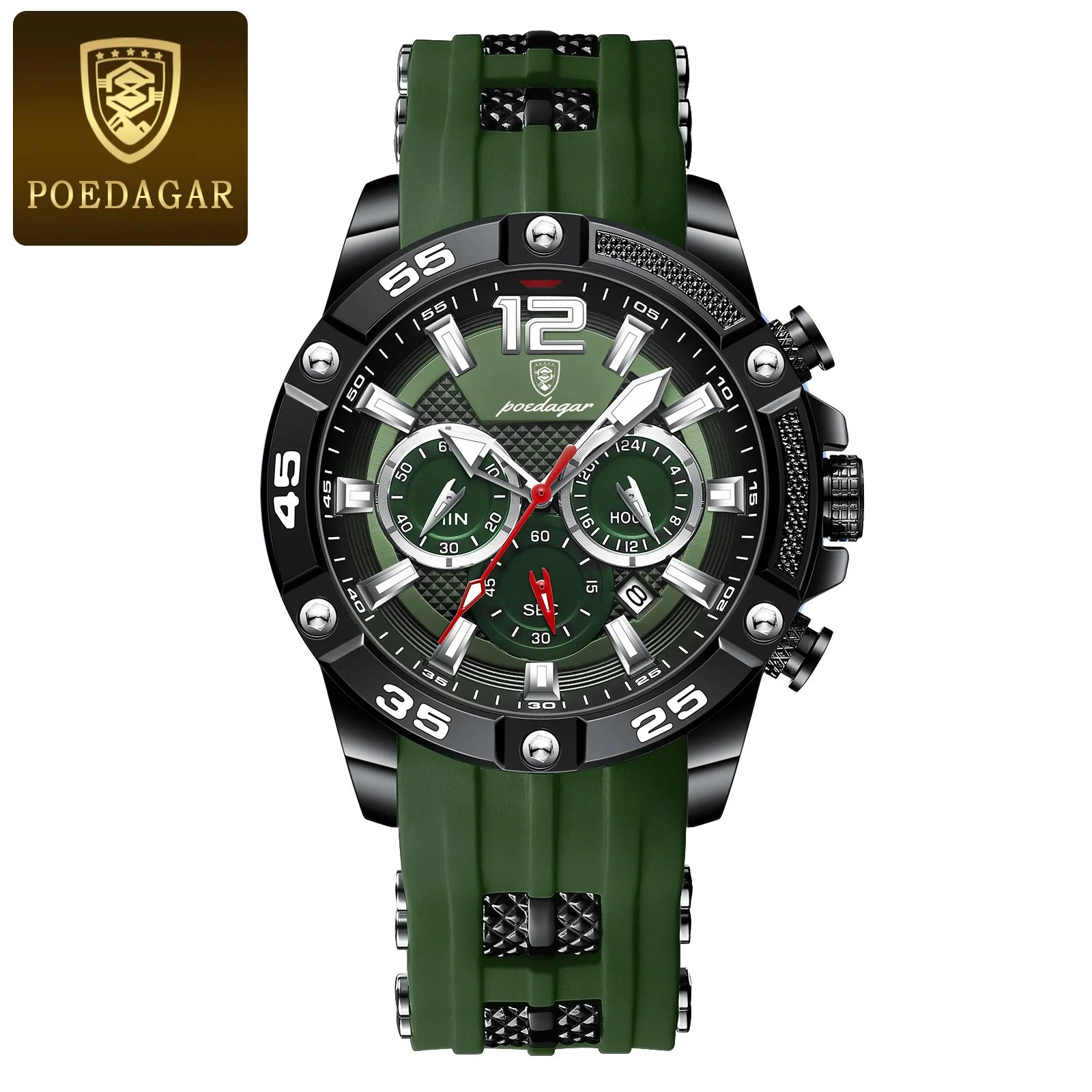Poedagar 912 Men's Chronograph Watch | Waterproof, Luminous, Silicone Strap iTrade.si