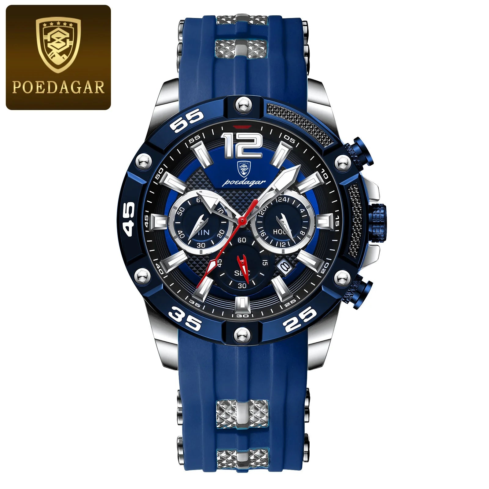 Poedagar 912 Men's Chronograph Watch | Waterproof, Luminous, Silicone Strap iTrade.si