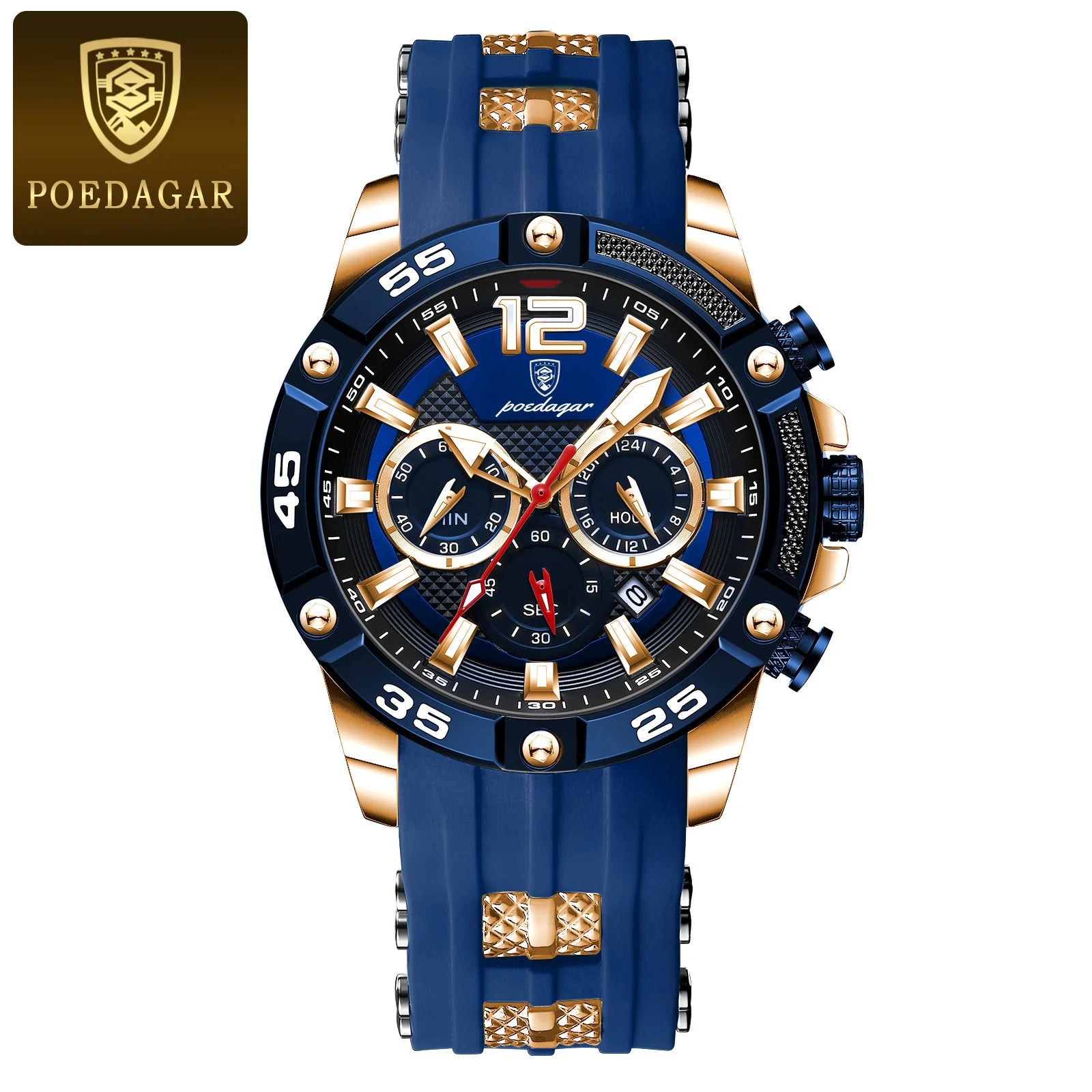 Poedagar 912 Men's Chronograph Watch | Waterproof, Luminous, Silicone Strap iTrade.si