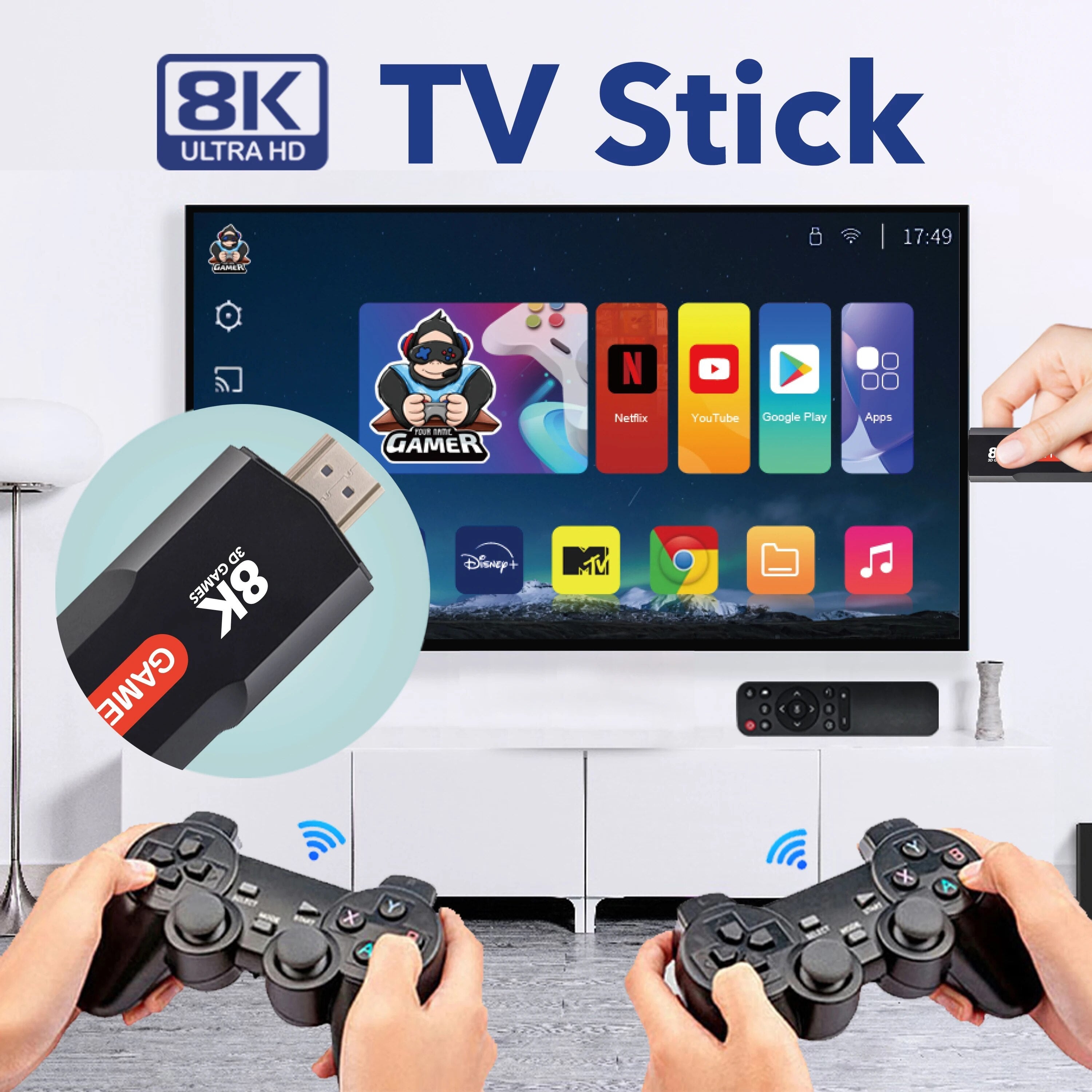 G5 Gaming Console TV BOX X2 PLUS 8K: Retro Video Gaming Console with Wireless Controller, 64GB Memory, Built-in 30,000 PS1 Games