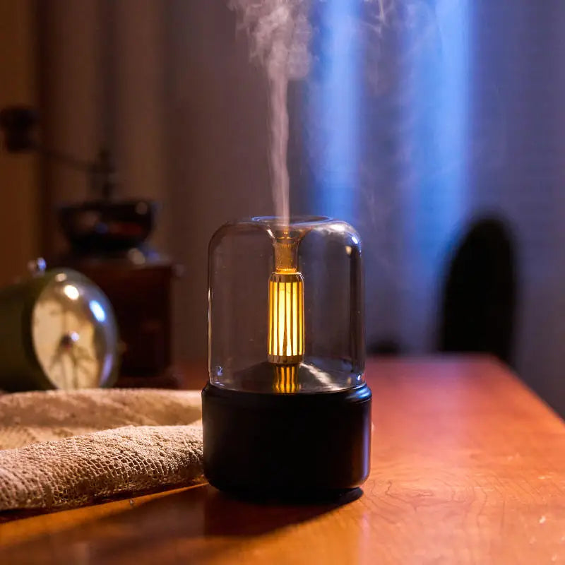 Unique Design Aroma Diffuser Humidifier 120ml - Portable USB Humidifier with Candlelight for Aromatherapy - Ideal for Car, Home, Desk iTrade.si