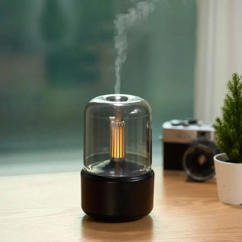 Unique Design Aroma Diffuser Humidifier 120ml - Portable USB Humidifier with Candlelight for Aromatherapy - Ideal for Car, Home, Desk iTrade.si