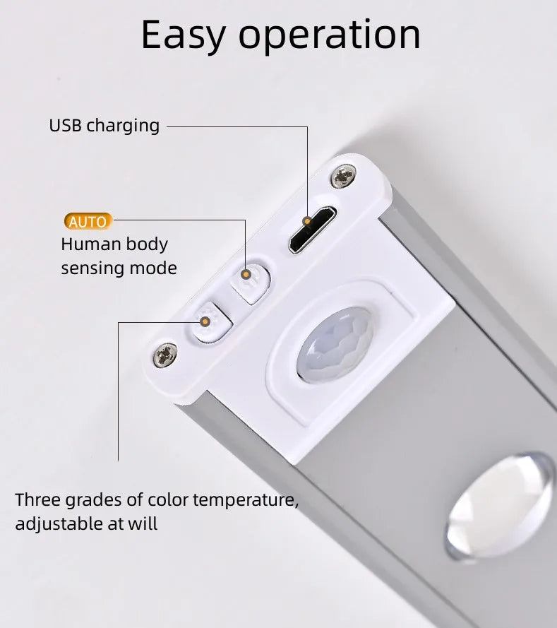 White 80 LED Rechargeable Sensor Light with Ultra-thin Self-adhesive Cabinet Light Emits Ripple Light Kitchen PC USB iTrade.si