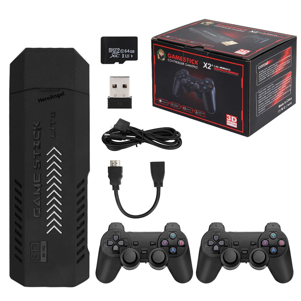 X2 Plus Retro Video Game Console 3D TV Game Stick 2.4G Wireless Controller HD-Out 40000Games For PSP/N64/PS1 iTrade.si