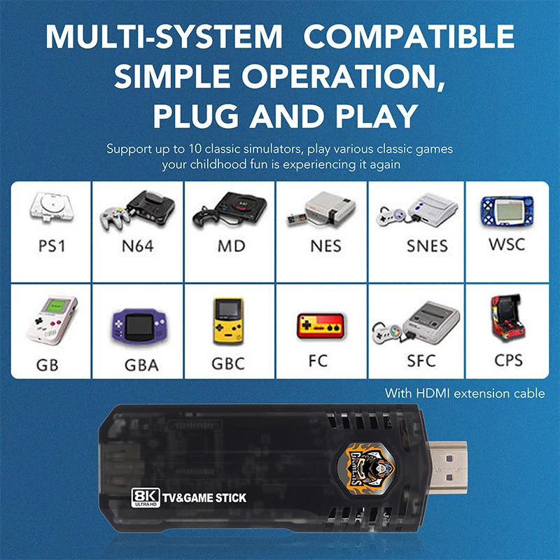 X8 Game TV Stick | 4K HD, Wireless Controller, Dual OS, 64GB, Retro & PS1 Games iTrade.si