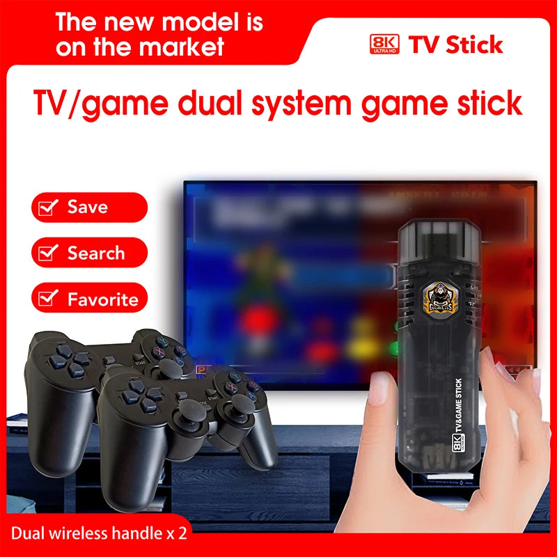 X8 Game TV Stick | 4K HD, Wireless Controller, Dual OS, 64GB, Retro & PS1 Games iTrade.si
